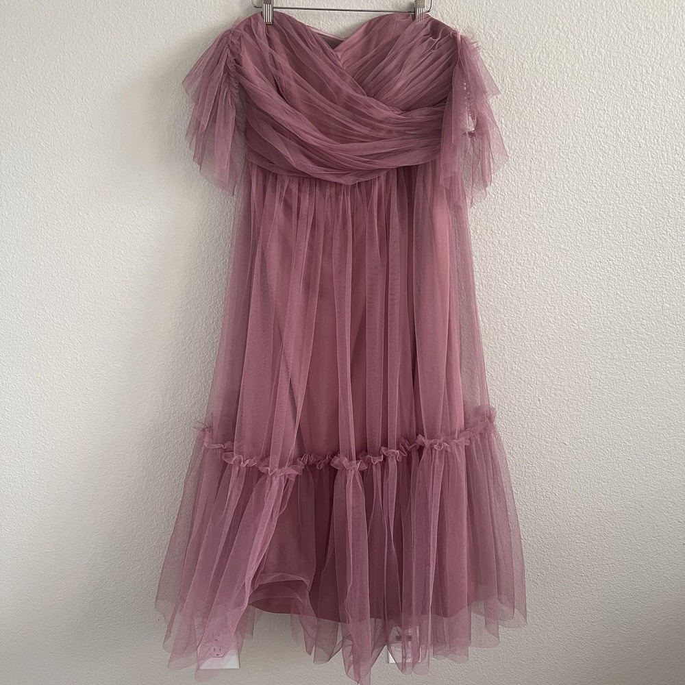 Tulle Dress Medium Romantic Coquette Balletcore Off Shoulder Strap Fit Flare NWT - Picture 2 of 9